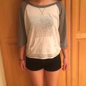 Aeropostale Women's Color Block Raglan 3/4 Quarter Sleeve Baseball Shirt